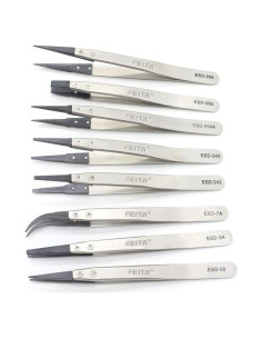 Juego de Pinzas de Precisión FEITA ESD 8 Piezas Acero Inoxidable