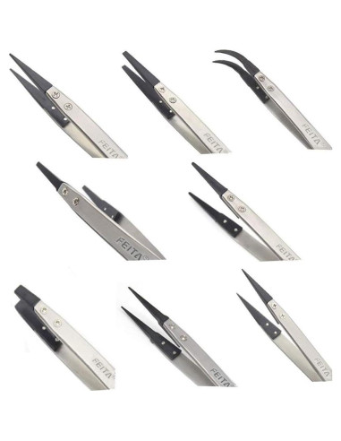 Juego de Pinzas de Precisión FEITA ESD 8 Piezas Acero Inoxidable