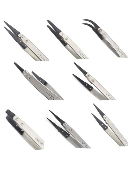 Juego de Pinzas de Precisión FEITA ESD 8 Piezas Acero Inoxidable