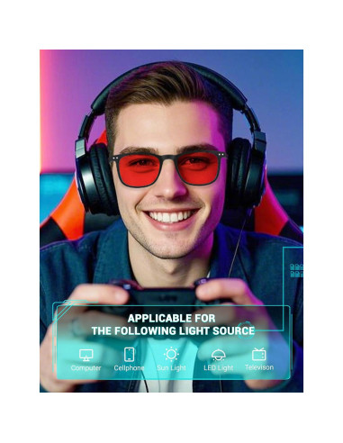 Gafas TIJN para dormir con lentes rojos y bloqueo luz azul