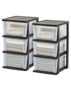 Organizador de Cajones IRIS USA, 3 Cajones, Plástico Negro