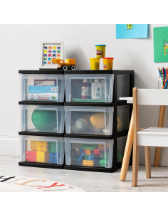 Organizador de Cajones IRIS USA, 3 Cajones, Plástico Negro 2