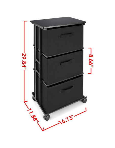 Cajonera MAX Houser 3 Cajones Almacenamiento Negro