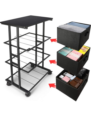 Cajonera MAX Houser 3 Cajones Almacenamiento Negro