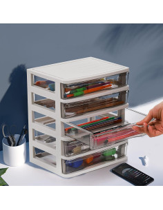 Contenedor de Almacenamiento DEAYOU 5 Cajones Plástico Blanco 2