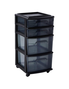 Carro Organizador HOMZ 4 Cajones Plástico Negro 3.37 kg