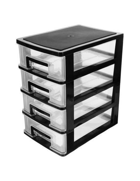 Contenedor de Almacenamiento STOBOK 4 Cajones Plástico Negro
