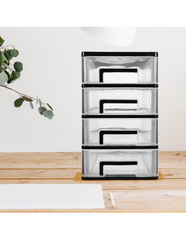 Contenedor de Almacenamiento STOBOK 4 Cajones Plástico Negro