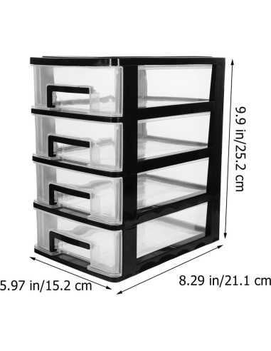Contenedor de Almacenamiento STOBOK 4 Cajones Plástico Negro