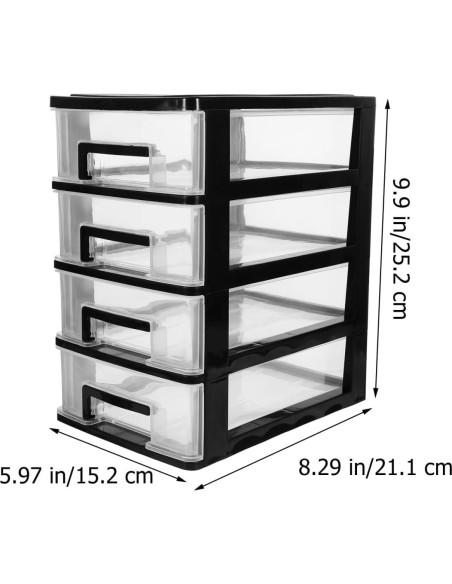Contenedor de Almacenamiento STOBOK 4 Cajones Plástico Negro