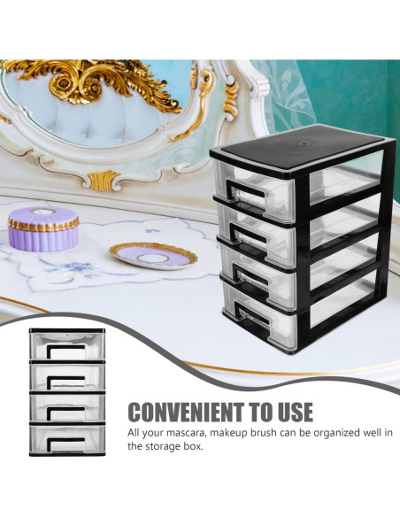 Contenedor de Almacenamiento STOBOK 4 Cajones Plástico Negro