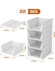 Cajones de Almacenamiento Neprock 4L Apilables Blancos 2