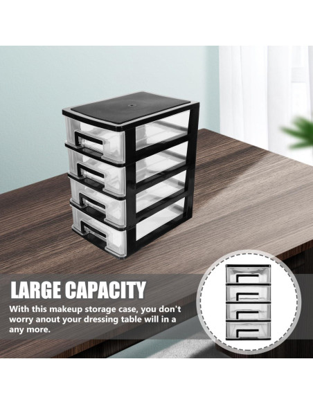 Contenedor de Almacenamiento STOBOK 4 Cajones Plástico Negro