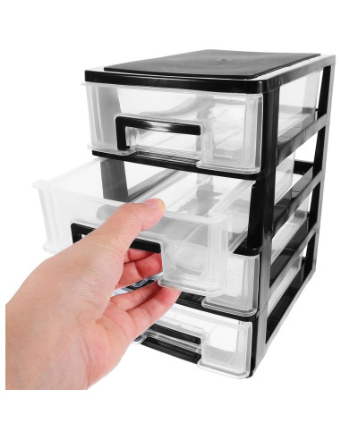 Contenedor de Almacenamiento STOBOK 4 Cajones Plástico Negro