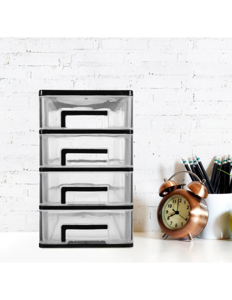 Contenedor de Almacenamiento STOBOK 4 Cajones Plástico Negro