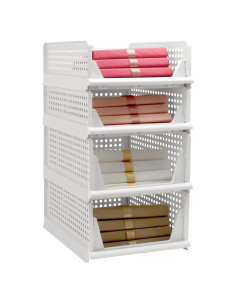 Cestas de Almacenamiento Apilables Goderewild 4 Piezas Blancas