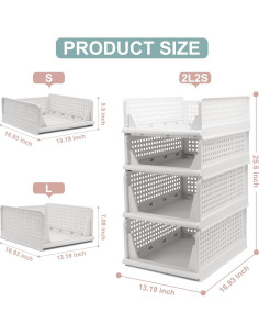 Cestas de Almacenamiento Apilables Goderewild 4 Piezas Blancas 2