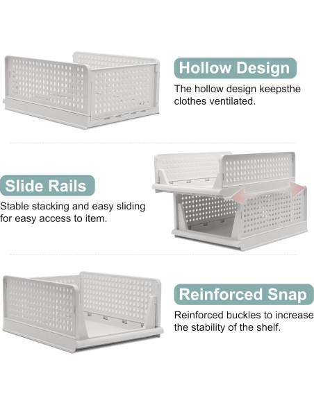 Cestas de Almacenamiento Apilables Goderewild 4 Piezas Blancas