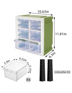 Caja de Almacenamiento Aerkaa 6 Cajones Plástico Verde 2