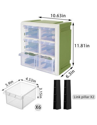 Caja de Almacenamiento Aerkaa 6 Cajones Plástico Verde