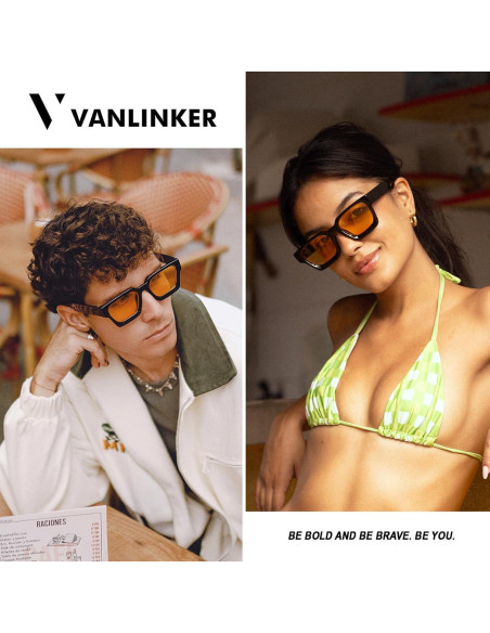 Gafas de sol retro unisex VANLINKER UV400 marco grueso VL9731