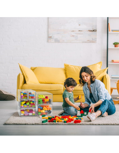 Cajones de Almacenamiento Apilables Sorbus 2 Medianos Transparentes