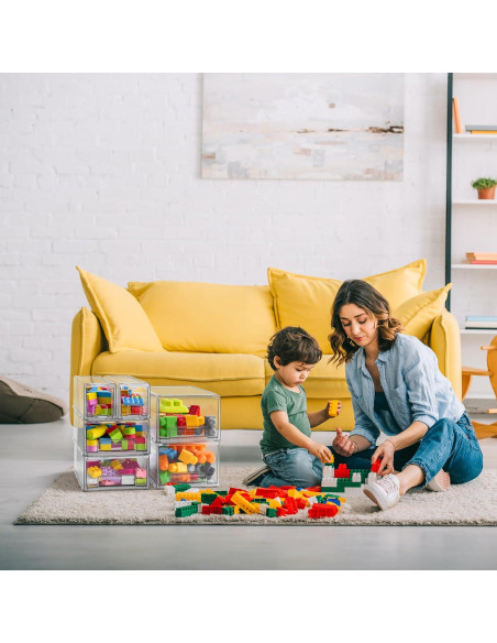 Cajones de Almacenamiento Apilables Sorbus 2 Medianos Transparentes