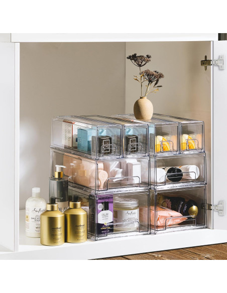 Cajones de Almacenamiento Apilables Sorbus 2 Medianos Transparentes