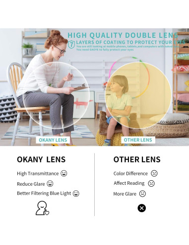 Gafas de luz azul para niños Okany 3 paquetes protección UV