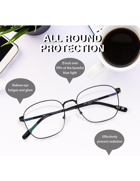 Gafas de Luz Azul OPTOFENDY Metal Unisex Cuadradas UV 99%