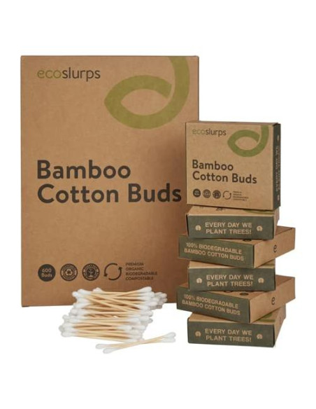 Bastones de Algodón de Bambú EcoSlurps - 600 Unidades Biodegradables