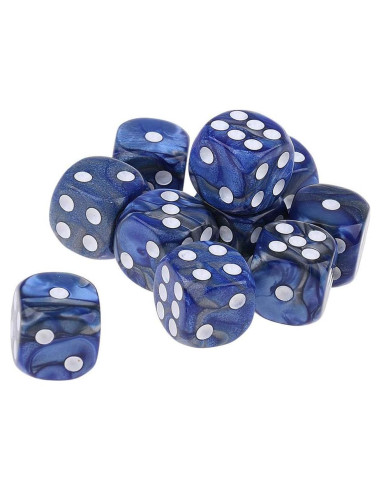 10 Dados Poliedricos D6 Acrílicos 16mm Azul Plata