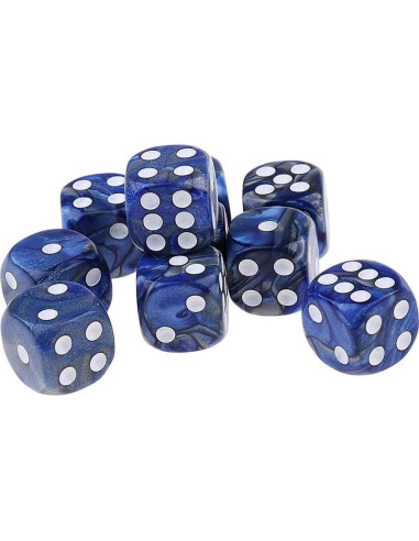 10 Dados Poliedricos D6 Acrílicos 16mm Azul Plata