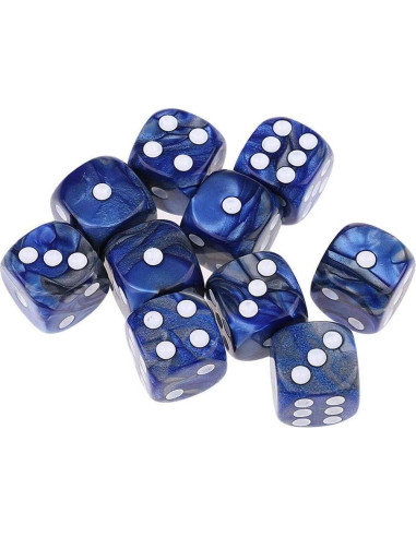 10 Dados Poliedricos D6 Acrílicos 16mm Azul Plata