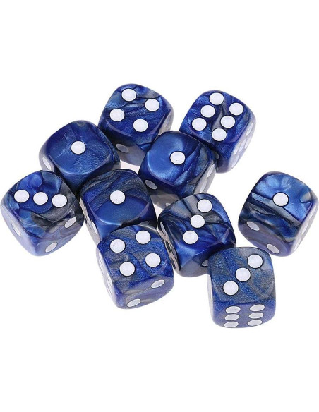 10 Dados Poliedricos D6 Acrílicos 16mm Azul Plata