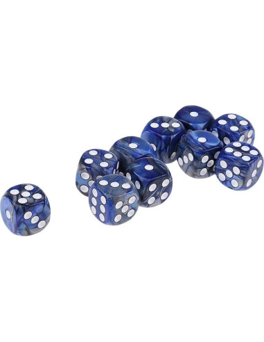 10 Dados Poliedricos D6 Acrílicos 16mm Azul Plata