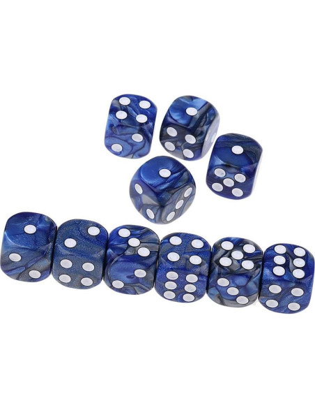 10 Dados Poliedricos D6 Acrílicos 16mm Azul Plata