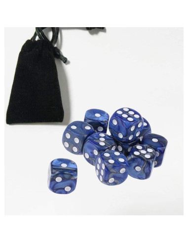 10 Dados Poliedricos D6 Acrílicos 16mm Azul Plata