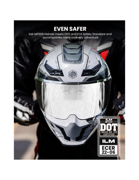 Casco de Moto ILM MF509 Doble Visor Gris Cyborg L