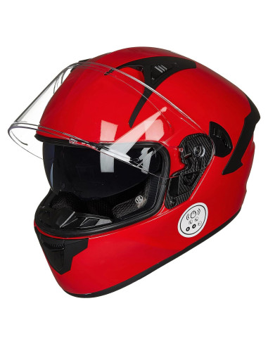 Casco de Moto ILM X9 Bluetooth Doble Visor Rojo Grande