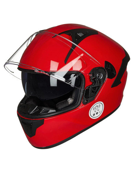 Casco de Moto ILM X9 Bluetooth Doble Visor Rojo Grande