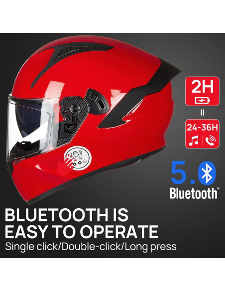 Casco de Moto ILM X9 Bluetooth Doble Visor Rojo Grande