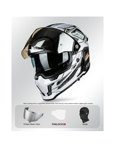 Casco de Moto ILM MF509 Doble Visor Gris Cyborg L