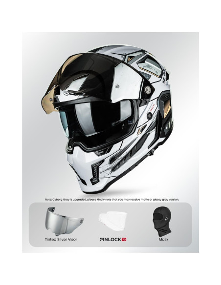 Casco de Moto ILM MF509 Doble Visor Gris Cyborg L