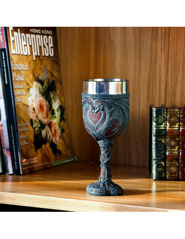 Copa de Vino Medieval Alikiki Dragón Rojo 198ml Corazón