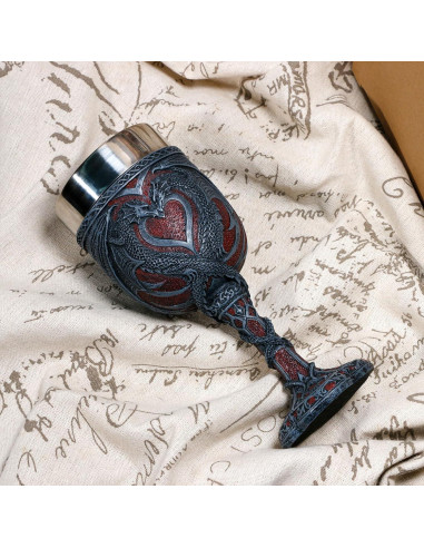 Copa de Vino Medieval Alikiki Dragón Rojo 198ml Corazón