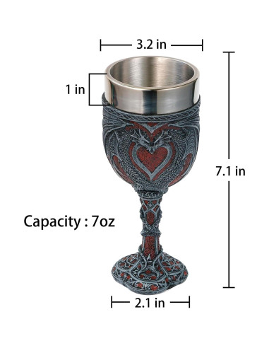 Copa de Vino Medieval Alikiki Dragón Rojo 198ml Corazón
