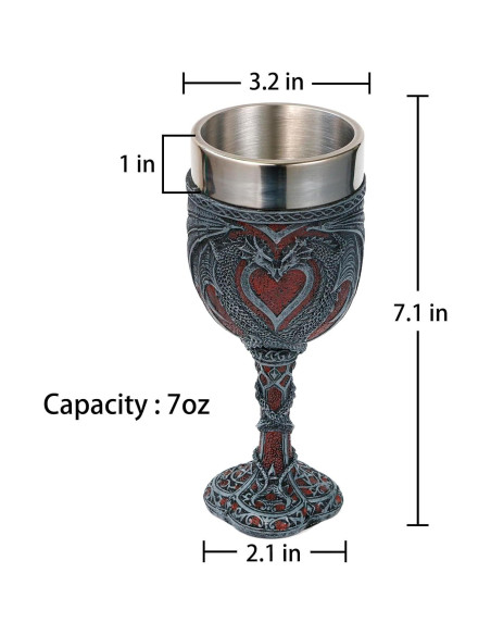 Copa de Vino Medieval Alikiki Dragón Rojo 198ml Corazón