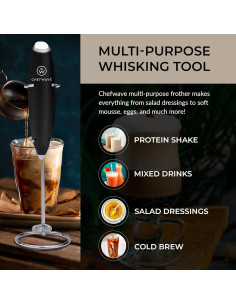 Espumador de Leche ChefWave CW-MFSB Negro con Soporte 2