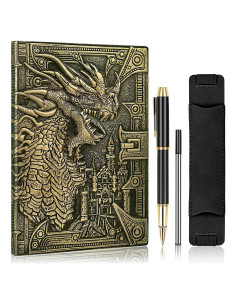Cuaderno DND Dragón Bronce A5 con Bolígrafo y Funda
